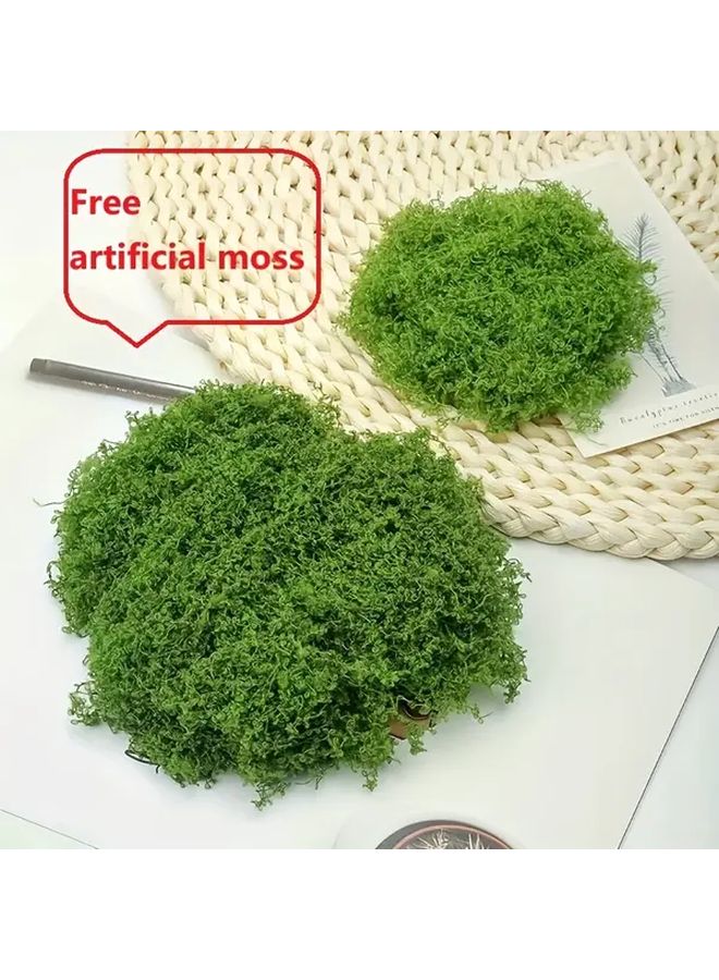 Large White Modern Floor Planter With Artificial Moss Detachable Base Indoor Outdoor Decor - Image 5